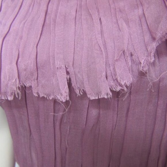 NEW ALBERTA FERRETTI Blouse 8 SILK Purple LETTUCE TOP BRAIDED SPAGHETTI STRAPS - Picture 5 of 9
